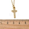 304 Stainless Steel Crystal Rhinestone Cross Pendant Necklaces NJEW-S442-08G-5