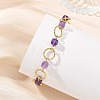 Natural Mixed Gemstone & Brass Open Jump Rings Link Bracelets for Women BJEW-JB14116-5