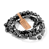 3Pcs Synthetic Hematite Bead Bracelet  Sets for Men PW-WG3CBCD-18-1