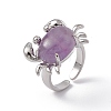 Natural Amethyst Crab Open Cuff Ring RJEW-I090-01P-10-4