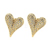 Heart Shape Brass Micro Pave Clear Cubic Zirconia Stud Earrings X-EJEW-Q785-13G-1