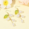 Shell Pearl & Glass Dangle Earrings EJEW-TA00821-1