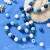 160 Pcs 4 Colors Summer Ocean Marine Style Painted Natural Wood Round Beads WOOD-LS0001-01F-5