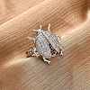 Brass Micro Pave Cubic Zirconia Adjustable Open Cuff Rings for Women RJEW-A072-01B-P-1