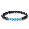 Simple Fashion Natural Obsidian & Synthetic Turquoise Beaded Stretch Bracelets for Women KD8303-1-1