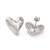 Brass Heart Stud Earrings for Women EJEW-C008-27P-2
