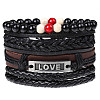 4Pcs Weave Imitation Leather Multi-strand Bracelets for Men WGB022D-29-1