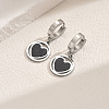 Stainless Steel Flat Round with Hollow Heart Hoop Earrings Daily Holiday Accessories OM1741-3-5