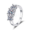 Rhodium Plated 925 Sterling Silver Pave 8.2x4.9mm Moissanite Finger Rings WG3C802-03-5