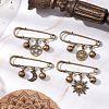 Tibetan Style Alloy Star/Moon/Sun Charms Kilt Pins Brooch JEWB-BR00173-2