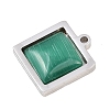 303 Stainless Steel Pave Cat Eye Pendants STAS-K325-05P-01-2