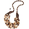Bohemian Ethnic Style Wood Beaded Multilayer Necklaces & Dangle Earrings Sets WG82ABA-01-3