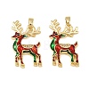 Christmas Brass Micro Pave Cubic Zirconia Enamel Pendants KK-B161-15G-01-1