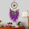 Natural Amethyst Chips & Woven Net/Web with Feather Hanging Ornaments HJEW-A013-03C-1
