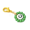 Flat Round with Smiling Face Glass Seed Pendant Decorations HJEW-MZ00093-5