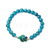 Round Dyed Synthetic Turquoise Beads Stretch Bracelets BJEW-JB10609-3