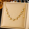 304 Stainless Steel Pave Clear Cubic Zirconia Heart Link Chain Slider Lariat Necklaces for Women NJEW-K300-01G-1