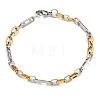 Ion Plating(IP) Two Tone 304 Stainless Steel Oval Link Chain Bracelet BJEW-B078-12GP-1