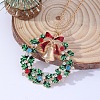 Christmas Wreath & Christmas Bell Alloy Colorful Rhinestone Pendant Necklaces WG06691-07-2