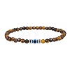 Glass Evil Eye 4MM Natural Tiger Eye Beaded Stretch Bracelets for Men VE1501-3-1