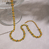 304 Stainless Steel Enamel Green Leaf Link Chain Necklaces for Women OR8327-4