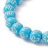 Acrylic Round with Cross Beaded Stretch Bracelet for Women BJEW-JB09220-3