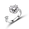 Flower Rotatable Open Cuff Rings for Women LS-RJEW-G333-01H-1