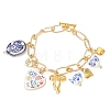 Handmade Porcelain & Alloy Beaded Charm Bracelets BJEW-JB13314-2