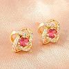Brass Micro Pave Cubic Zirconia Stud Earrings for Women KK-A305-10G-05-1