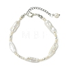Natural Keshi Freshwater Pearl & Non-magnetic Synthetic Hematite Beaded Bracelets for Women BJEW-JB14107-3