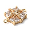 Brass Pave Clear Cubic Zirconia Connector Charms KK-G503-29G-2
