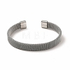 304 Stainless Steel Flat Mesh Chains Shape Open Cuff Bangle for Women BJEW-C0033-06P-2