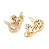 Brass Micro Pave Clear Cubic Zirconia Charms KK-Q085-04B-G-2