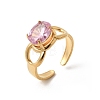 Brass Micro Pave Glass Cuff Rings for Women LS-RJEW-K312-05G-4