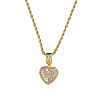 Brass Micro Pave Clear Cubic Zirconia Heart Pendant Rope Chain Necklaces for Women FS-WG43ED0-01-1
