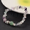 Chips Natural Fluorite Beaded Stretch Bracelets BJEW-JB02131-03-1