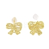 Bowknot Brass Stud Earrings for Women EJEW-P288-02G-3