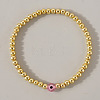 Golden Brass Round Beads Stretch Bracelets ZL1775-4-1