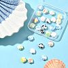 26Pcs 6 Colors Shell Shape Glazed Porcelain Beads PORC-FS0001-35-7