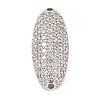 Rack Plating Brass Micro Pave Clear Cubic Zirconia Oval Connector Charms KK-A234-016P-1