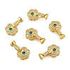 Brass Pave Clear & Green Cubic Zirconia Fold Over Clasps KK-N259-16-2
