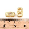 Brass Micro Pave Clear Cubic Zirconia Slide Charms KK-Z151-05G-3