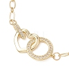 Brass Micro Pave Clear Cubic Zirconia Ring & Heart Link Bracelets BJEW-JB13158-3