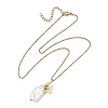 Natural Boraque Keshi Pearl Rectangle and Brass Crystal Rhinestone Butterfly Pendant 304 Stainless Steel Cable Chain Necklaces for Women NJEW-JN06192-2
