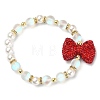 3Pcs 3 Color Synthetic Moonstone & Hematite & Plastic Pearl Beaded Stretch Bracelets Set BJEW-JB09507-2