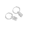 Rectangle S925 Sterling Silver Hoop Earrings KF9307-2-4