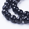 Faceted Black Glass Round Bead Strands X-GLAA-R095-12mm-08-2