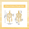 4Pcs 2 Colors Brass Micro Pave Clear Cubic Zirconia Pendants KK-DC0003-38-2