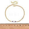 White Round Shell Pearl & Natural Amethyst Beads Anklets AJEW-AN00835-01-4