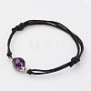 Adjustable Natural Gemstone and Waxed Cotton Cord Bracelets BJEW-JB02333-2